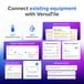 A computer screen shows a seamless setup for a VersaTile Remote WiFi-Enabled Electric Current Sensor Kit on the VersaHub platform.