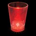 A customizable plastic shot cup with a red LED light inside.