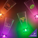 A customizable plastic pilsner cup with a purple LED light.