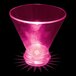 A customizable plastic stemless martini cup with a pink LED light inside.