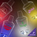 A close-up of a customizable plastic shaker with a blue LED light.