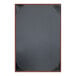 A brown menu cover with brown picture corners.