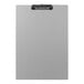 A Saunders silver tabloid size aluminum clipboard with a black clip.