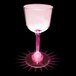 A close-up of a customizable plastic wine cup with a pink LED light.