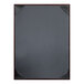 A black menu board with black corners.