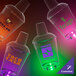 A close-up of a customizable plastic shaker with an orange LED light.