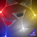 Three customizable plastic martini glasses with red LED lights.