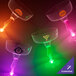 A group of Customizable Plastic Guitar Stem Margarita glasses with orange LED lights.