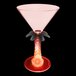 A customizable pink plastic martini glass with a palm tree stem and a red LED light.