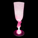 A 7 oz. pink plastic wine glass with a guitar shaped stem and a pink LED light.