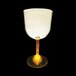 A close-up of a customizable plastic goblet with a yellow LED light on it.