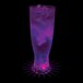 A close up of a 22 oz. plastic Pilsner cup filled with purple liquid and ice with a purple LED light.