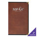 A brown leather H. Risch, Inc. menu cover with silver text.