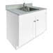 A white Monsam portable sink with a silver faucet.