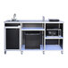 A black Monsam portable kitchen with a self-contained sink and microwave.