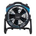 An XPOWER blue and black portable misting fan on a stand.