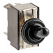A close-up of a black and silver AvaMix On / Off switch with a black knob.
