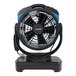 An XPOWER black and blue portable air circulator and misting fan on a stand.