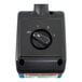 The black control panel of an XPOWER Portable Misting Fan with white and blue labels on the switches.