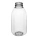 A clear plastic Square Milkman juice bottle with a white cap.