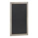 A black board with a wooden frame.