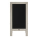 A black A-frame chalkboard with a wooden frame.