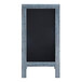 A Flash Furniture vintage blue wooden A-frame chalkboard with a blackboard on it.