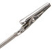 A double-sided metal clip with a spring.