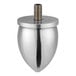 A silver metal screw cap with a screw on the end.