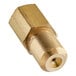 A close-up of a brass threaded female connector on a Avantco Liquid Propane Orifice.