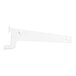 A white plastic Avantco Refrigeration top shelf bracket with holes.
