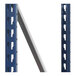 A blue rectangular Interlake Mecalux steel rack with holes.