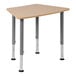 A hexagonal table with metal legs.