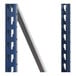 A blue rectangular Interlake Mecalux steel rack with steel decking and two holes.