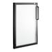 An Avantco black and white glass door with a handle for refrigeration equipment.