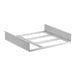 A white metal rack with four sections.