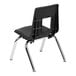 A black Flash Furniture Mickey Advantage stackable classroom chair with chrome legs.