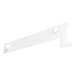 A white plastic Avantco Refrigeration shelf bracket with holes.