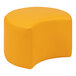 A yellow leather Flash Furniture Nicholas moon ottoman with a curved top.