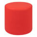 A Flash Furniture red round ottoman with a flexible top.