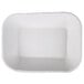 A white Huhtamaki Chinet molded fiber rectangular food tray on a white surface.