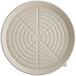 A white round compostable pizza container base with a circular pattern of dots and circles.