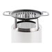 A white and silver Solo Stove Ranger 2.0 grill top container with a stainless steel grill.