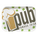 A rectangular Cambro fiberglass tray with the words "Pub Famous Irish" on it.