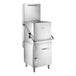 A large stainless steel Noble Warewashing ventless door type dishwasher with two racks.