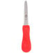 A Victorinox stainless steel oyster knife with a red SuperGrip handle.