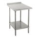 A stainless steel Advance Tabco work table with undershelf.