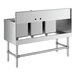 A Regency stainless steel underbar sink with three bowls and a left drainboard.