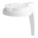 A Tablecraft white plastic dispenser top with a white handle.