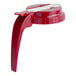 A red plastic Tablecraft dispenser top with a white metal handle.